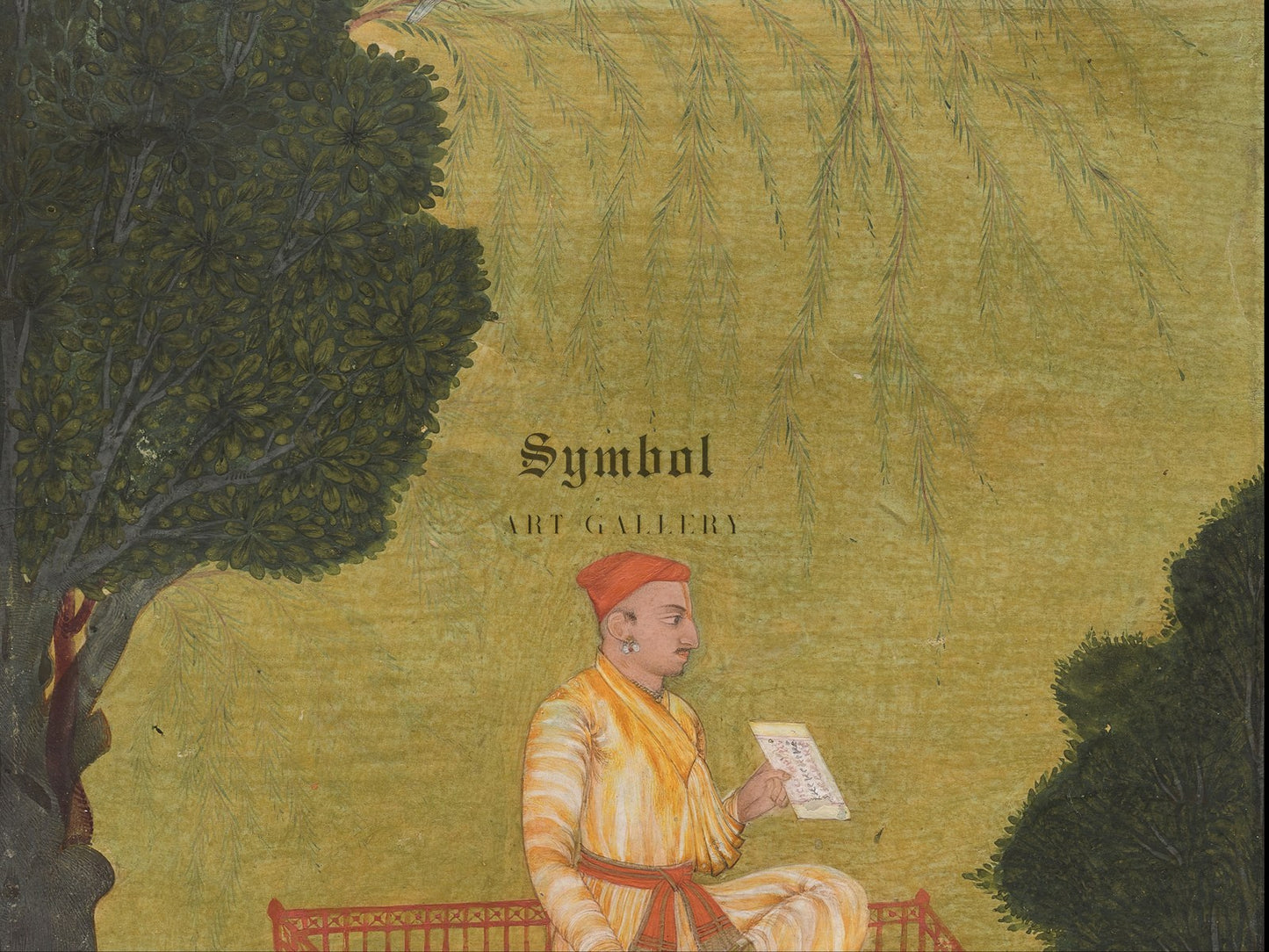 Raja Dilip Singh of Guler on a Dais by Unknown Pahari School artist 1707, Wall Art Print, Fine Art Reproduction, Museum Quality Decor