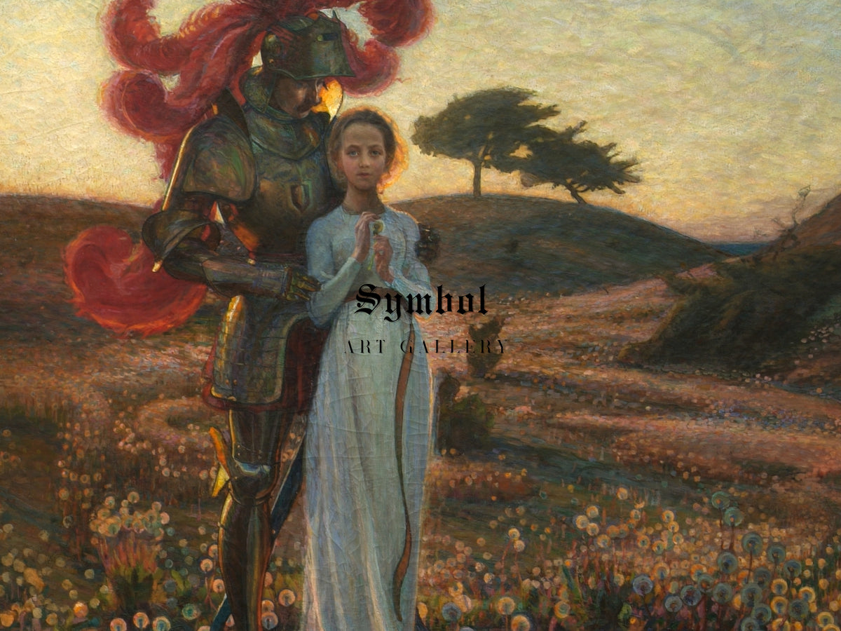 The Knight and the Maiden by Richard Bergh 1897, Wall Art Print, Fine Art Reproduction, Museum Quality Decor, Poster