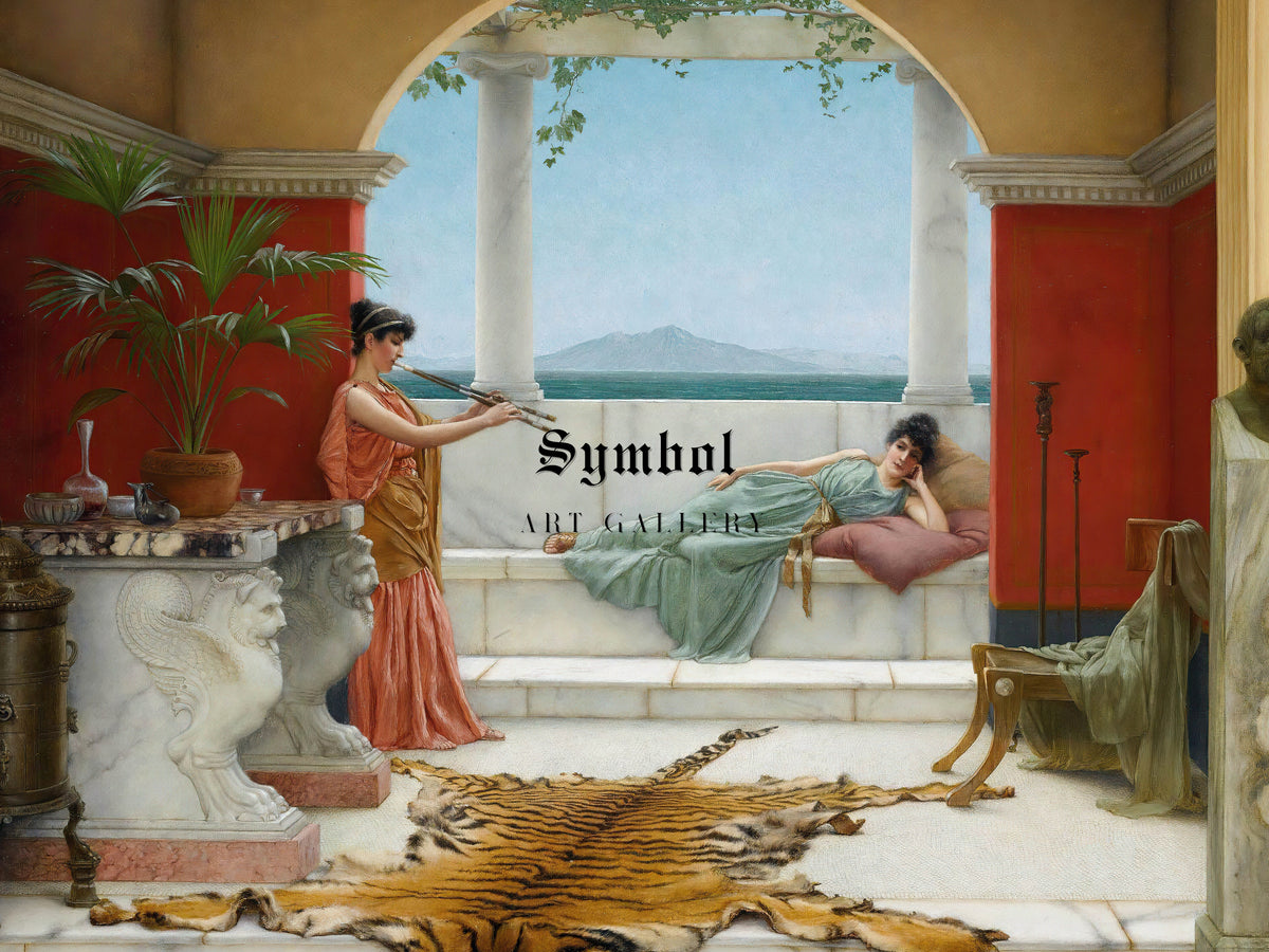 The Sweet Siesta of a Summer Day by John William Godward 1891, Wall Art Print, Fine Art Reproduction, Museum Quality Decor, Poster