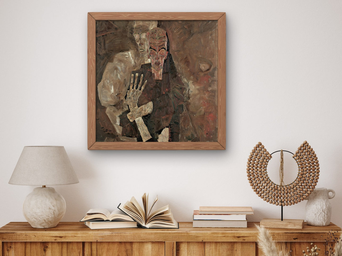 Self Seer II Death and Man by Egon Schiele 1911, Wall Art Print, Fine Art Reproduction, Museum Quality Decor, Poster