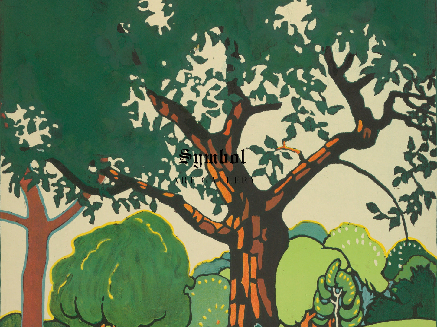 Oxhey Woods by Edward McKnight Kauffer 1915, Wall Art Print, Fine Art Reproduction, Museum Quality Decor, Poster