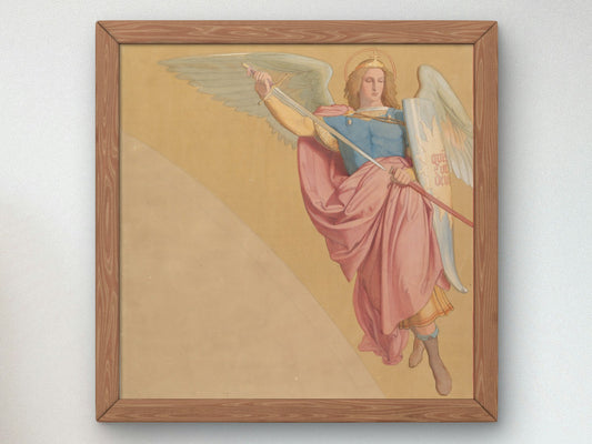 Archangel Drawing a Sword by Edward von Steinle 1825, Wall Art Print, Fine Art Reproduction, Museum Quality Decor, Poster