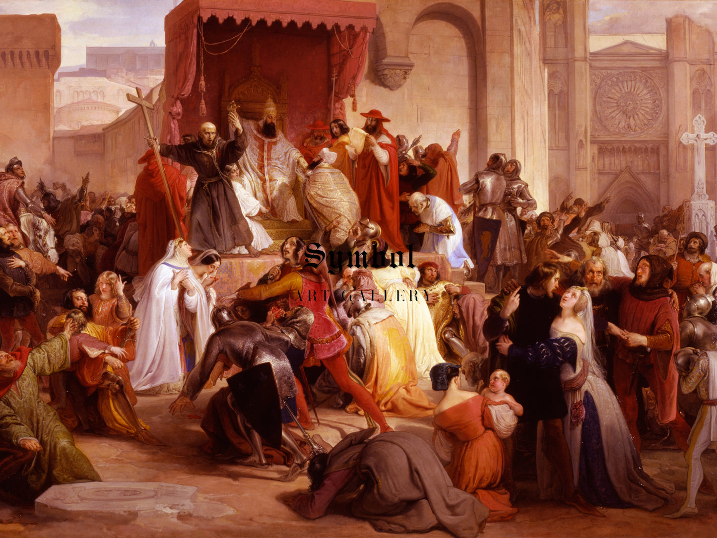 Pope Urban II Preaching the First Crusade in the Square of Clermont by Francesco Hayez 1835, Wall Art Print, Fine Art Reproduction