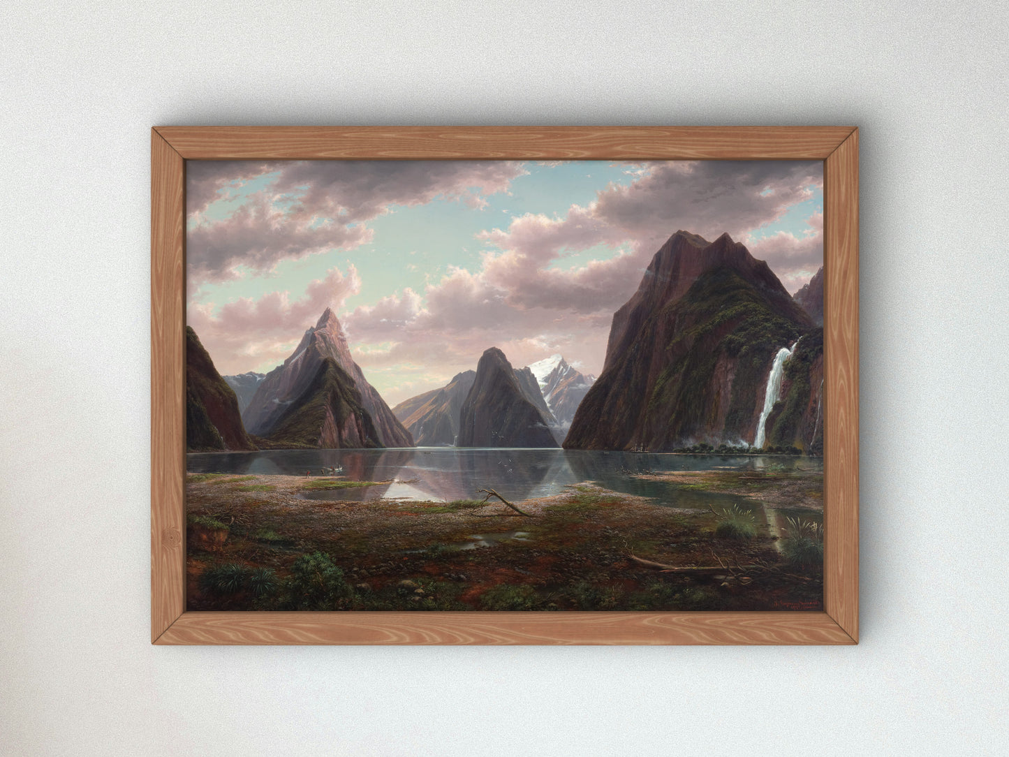 Milford Sound New Zealand by Eugène von Guérard 1877, Wall Art Print, Fine Art Reproduction, Museum Quality Decor, Poster