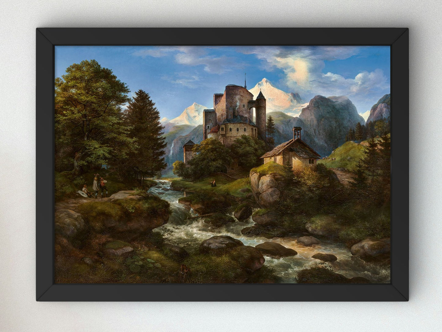 Tiroler Landschaft mit Burg Naudersberg by Ernst Ferdinand Oehme 1847, Wall Art Print, Fine Art Reproduction, Museum Quality Decor, Poster