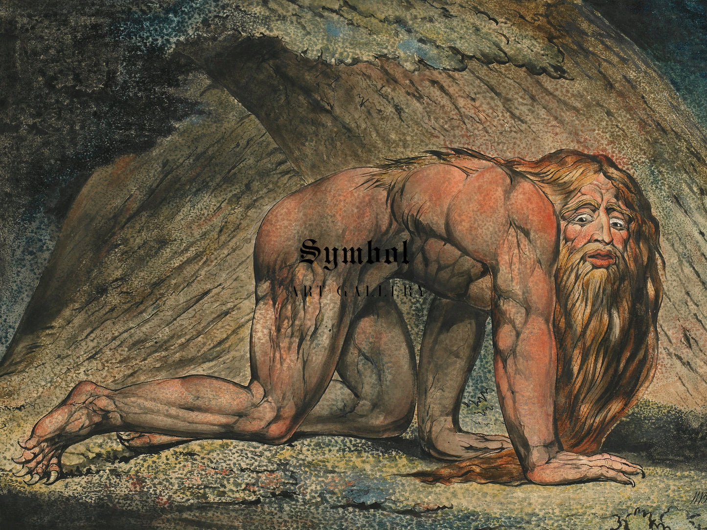 Nebuchadnezzar by William Blake 1795, Wall Art Print, Fine Art Reproduction, Museum Quality Decor, Poster
