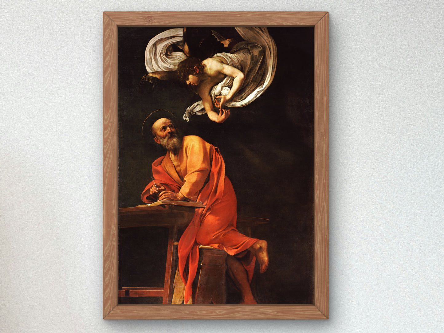 Saint Matthew and the Angel by Caravaggio 1600, Wall Art Print, Fine Art Reproduction, Museum Quality Decor, Poster