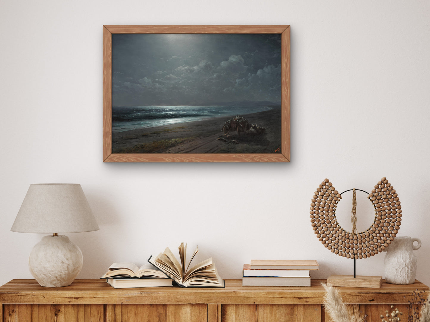 Rest By the Sea on a Moonlit Night by Ivan Konstantinovich Aivazovsky 1880, Wall Art Print, Fine Art Reproduction, Museum Quality Decor