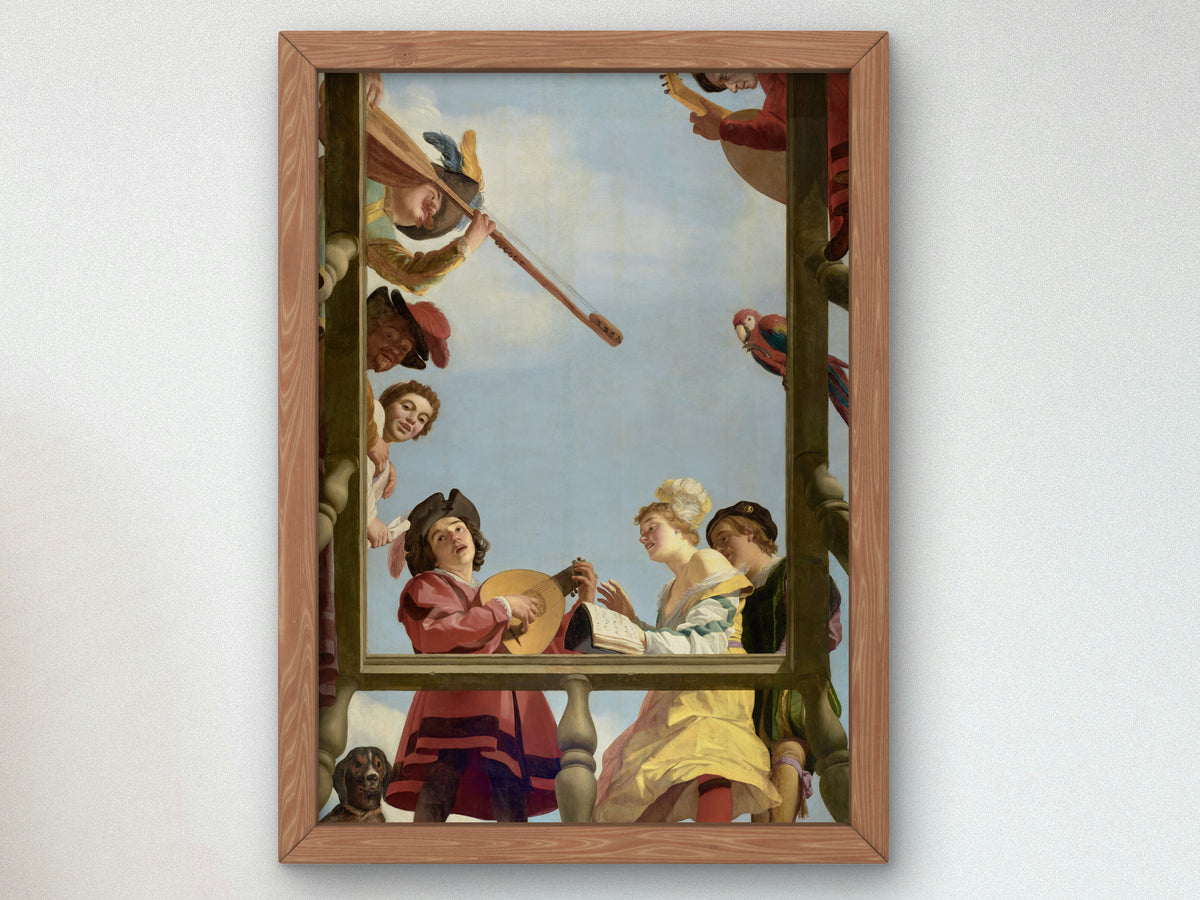 Musical Group on a Balcony by Gerard van Honthorst 1622, Wall Art Print, Fine Art Reproduction, Museum Quality Decor, Poster