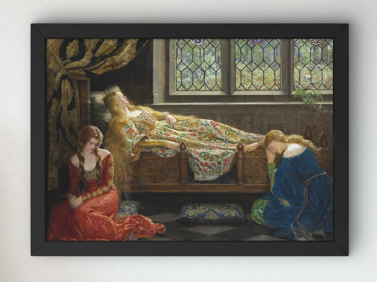 The Sleeping Beauty by John Collier 1921, Wall Art Print, Fine Art Reproduction, Museum Quality Decor, Poster