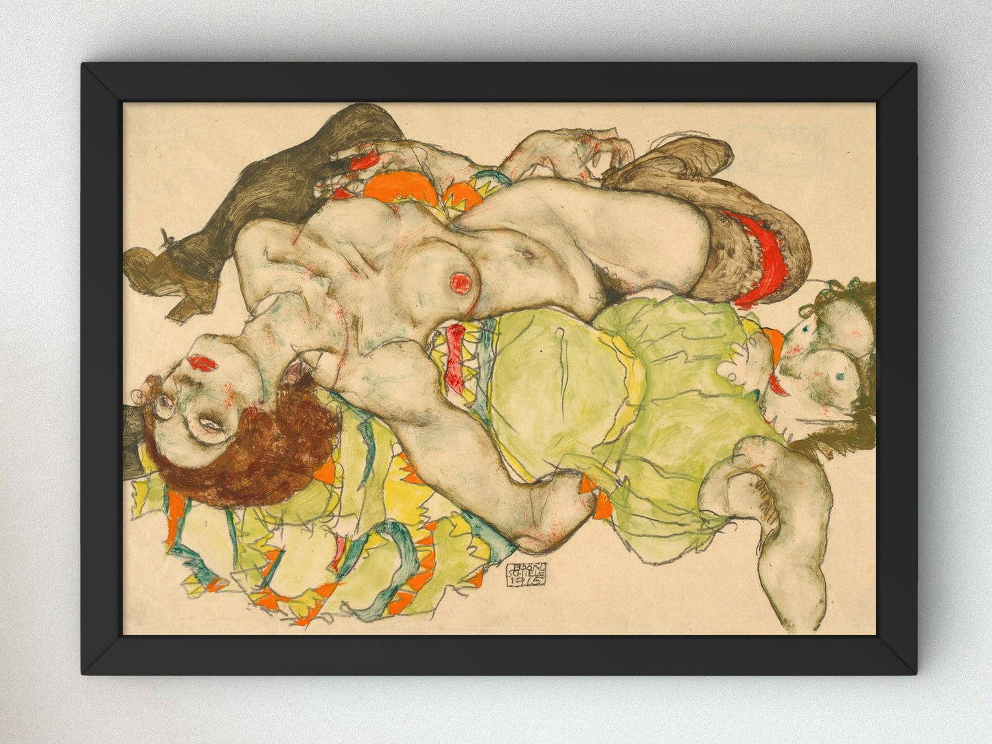 Female Lovers by Egon Schiele 1915, Wall Art Print, Fine Art Reproduction, Museum Quality Decor, Poster