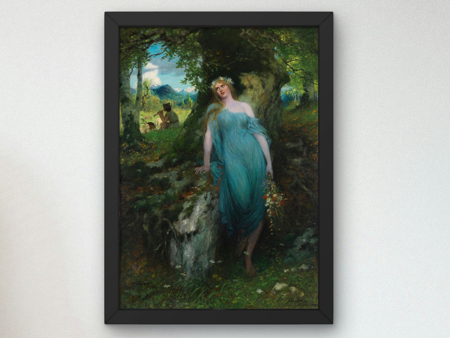 Wood Nymph and Shepherd by Ferdinand Leeke 1905, Wall Art Print, Fine Art Reproduction, Museum Quality Decor, Poster