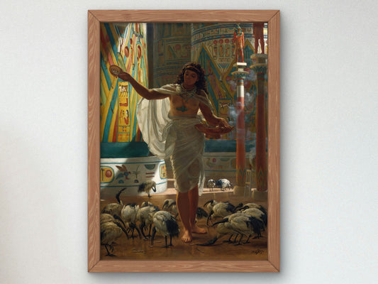 Feeding the Sacred Ibis in the Halls of Karnac by Edward John Poynter 1871, Wall Art Print, Fine Art Reproduction, Museum Quality Decor