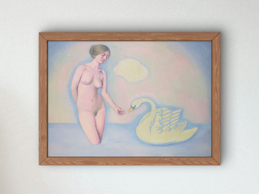 Woman with a Swan by Félix Vallotton 1913, Wall Art Print, Fine Art Reproduction, Museum Quality Decor, Poster