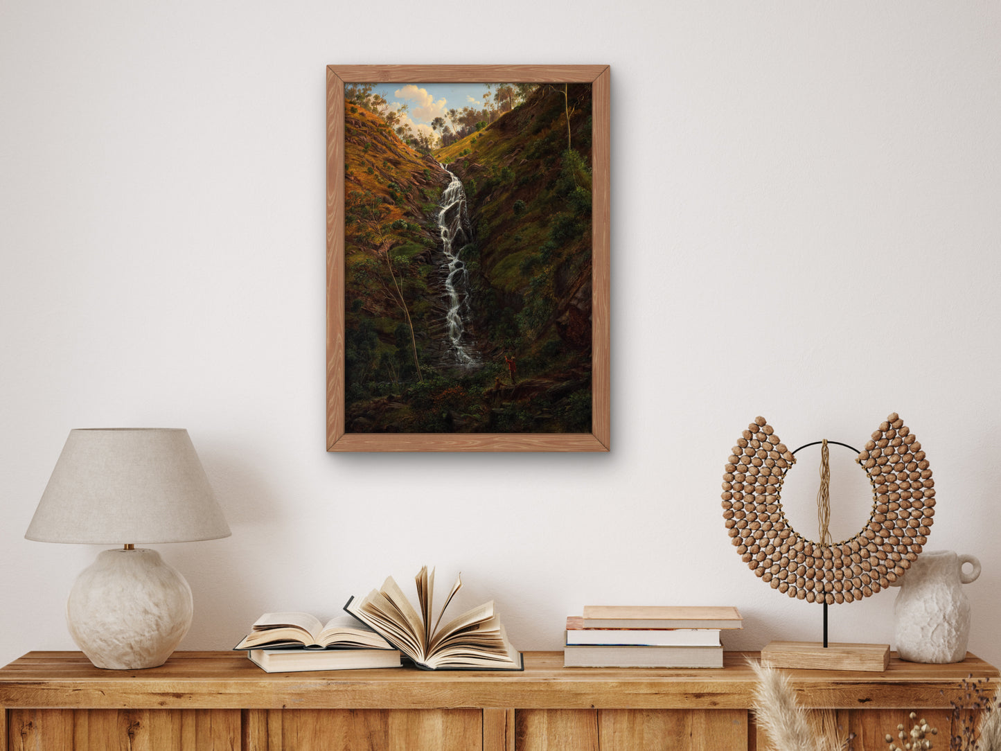 Waterfall, Strath Creek by Eugene von Guérard 1862, Wall Art Print, Fine Art Reproduction, Museum Quality Decor, Poster