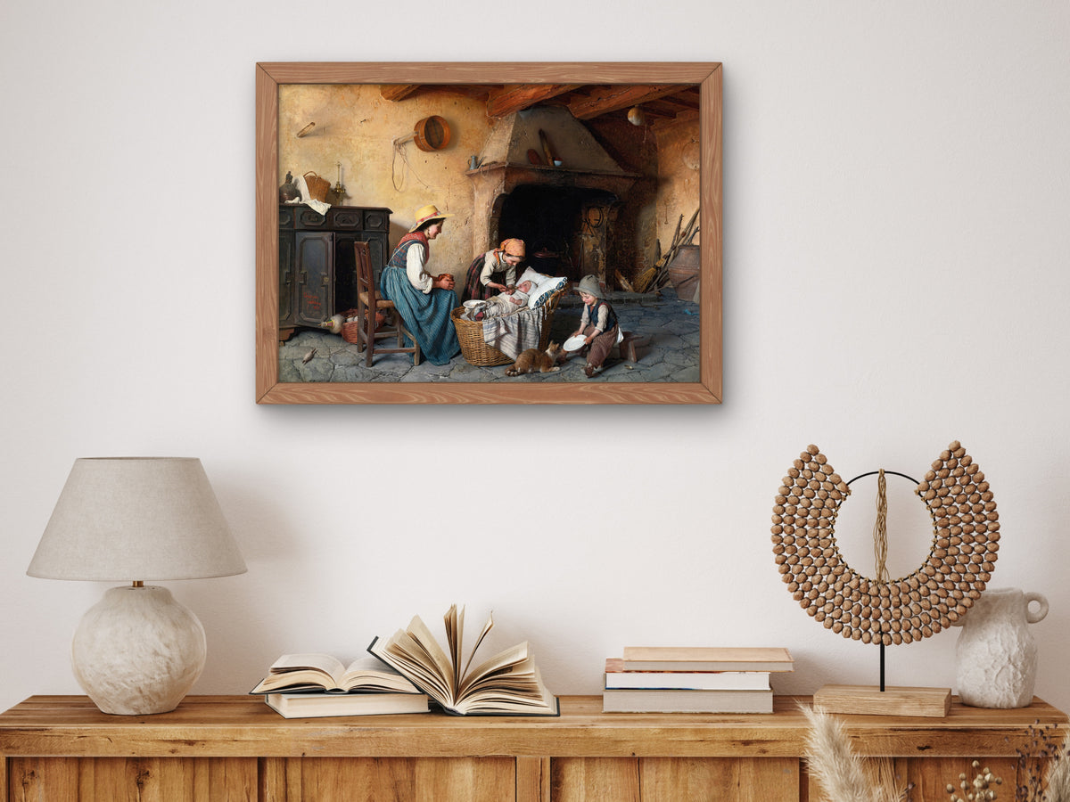The Porridge by Gaetano Chierici 1872, Wall Art Print, Fine Art Reproduction, Museum Quality Decor, Poster