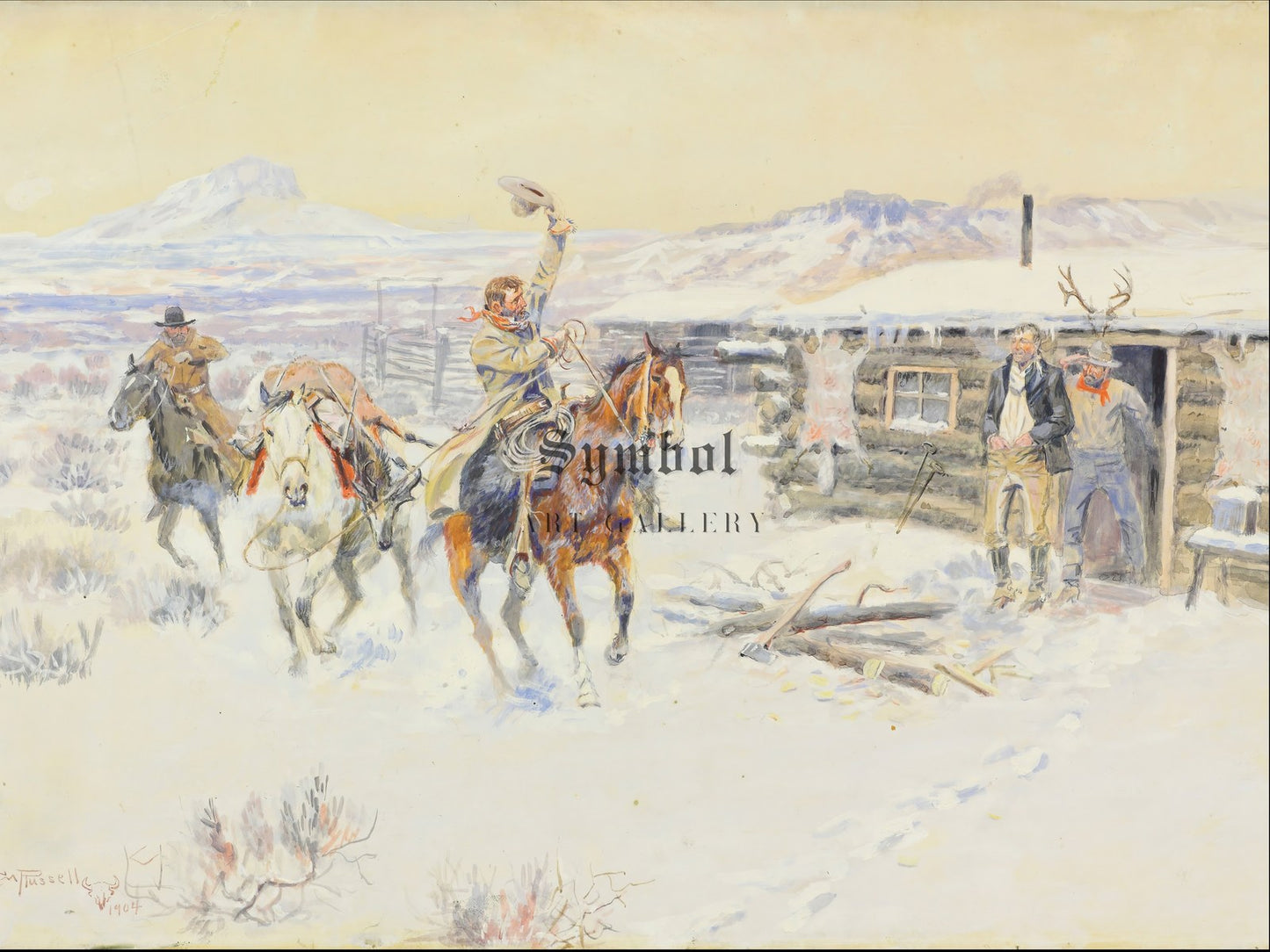 Christmas at the Line Camp by Charles Marion Russell 1904, Wall Art Print, Fine Art Reproduction, Museum Quality Decor, Poster
