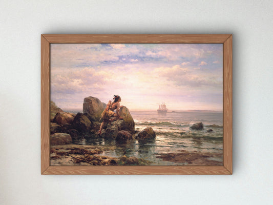 Henrik Hudson Entering New York Harbor September 11 1609 by Edward Moran 1892, Wall Art Print, Fine Art Reproduction, Museum Quality Decor