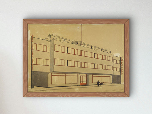 Competition design Administration building 1st Prize Volksblatt Dessau by Carl Fieger 1929, Wall Art Print, Fine Art Reproduction