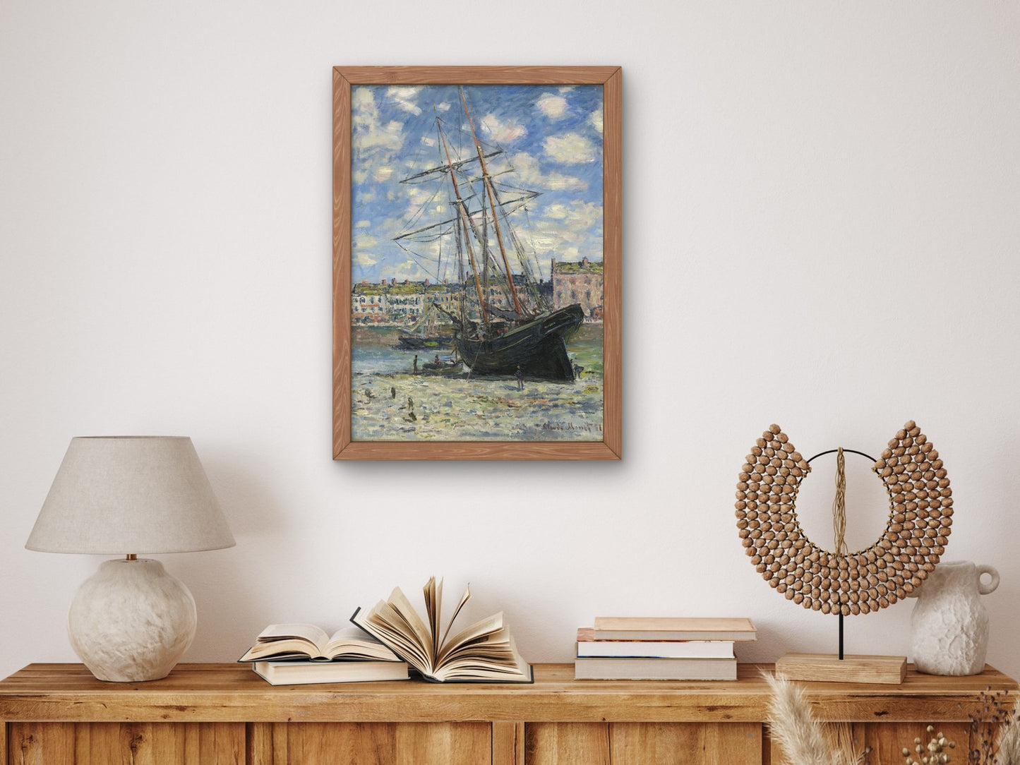Boat Lying at Low Tide by Claude Monet 1881, Wall Art Print, Fine Art Reproduction, Museum Quality Decor, Poster