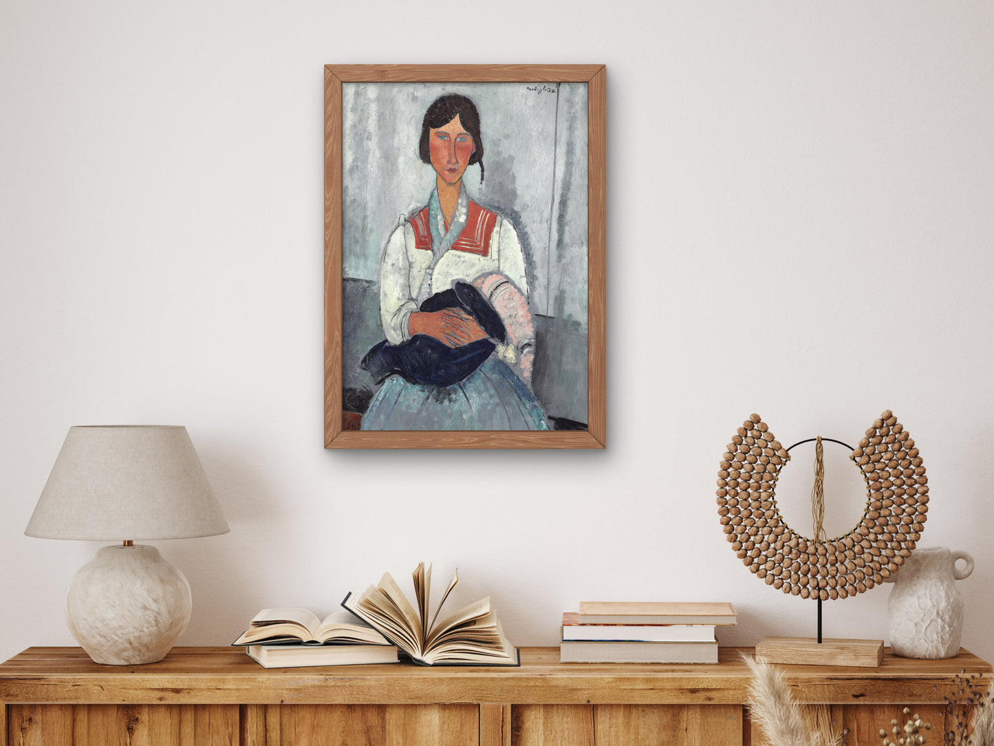 Gypsy Woman with Baby by Amedeo Modigliani 1919, Wall Art Print, Fine Art Reproduction, Museum Quality Decor, Poster