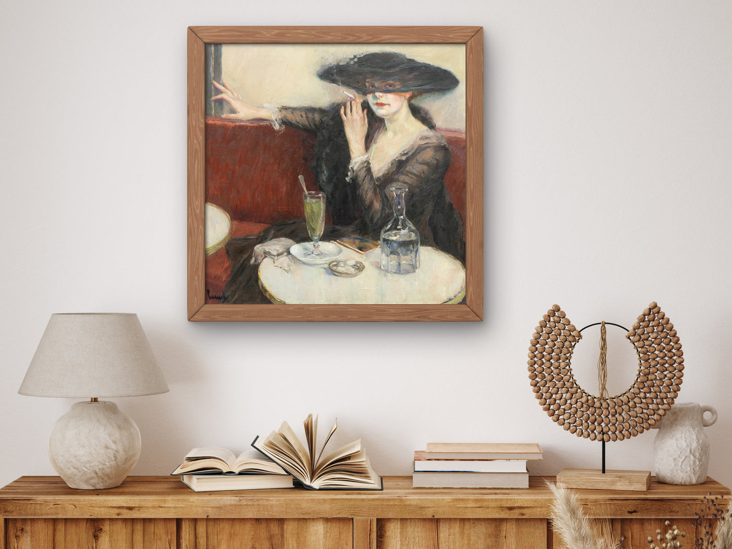 In the Café by Edward Cucuel 1910, Wall Art Print, Fine Art Reproduction, Museum Quality Decor, Poster