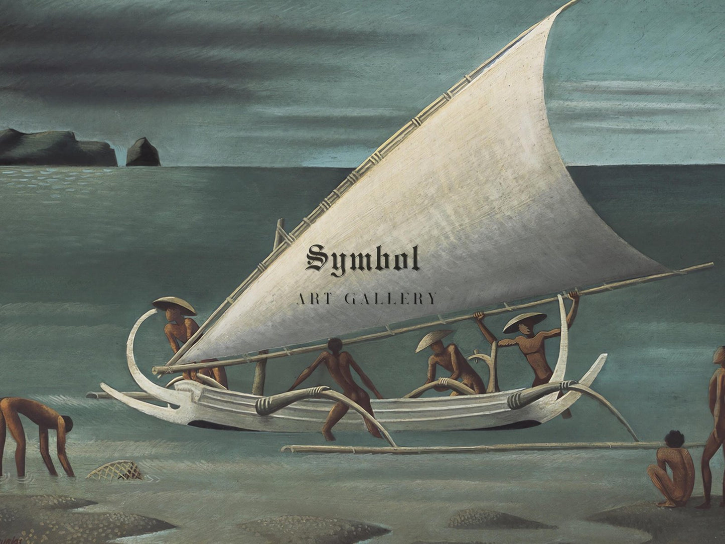 Balinese Fishermen with Outrigger by Miguel Covarrubias, 1935, Art Deco and American Modernism, fine art print