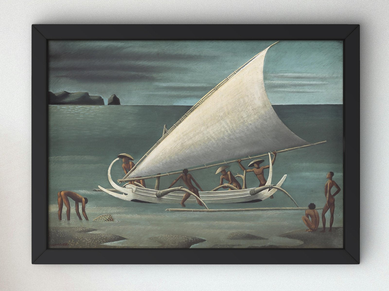Balinese Fishermen with Outrigger by Miguel Covarrubias, 1935, Art Deco and American Modernism, fine art print