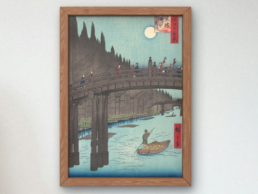 Bamboo Market at Capital Bridge by Hiroshige, 1857, Japanese Woodblock Prints, fine art print