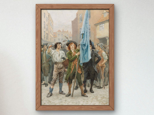 Barnaby Rudge Helping Lead the Gordon Riots by Charles Green, 1884, Dark Academia Art, fine art print