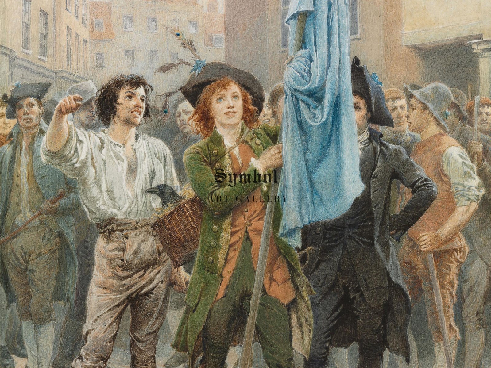 Barnaby Rudge Helping Lead the Gordon Riots by Charles Green, 1884, Dark Academia Art, fine art print