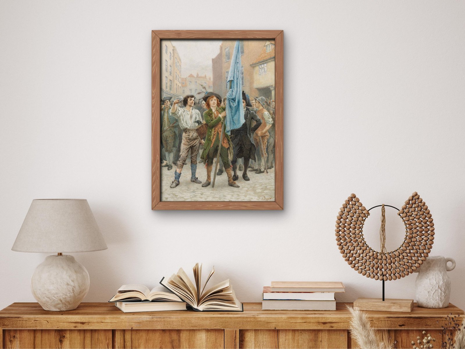 Barnaby Rudge Helping Lead the Gordon Riots by Charles Green, 1884, Dark Academia Art, fine art print