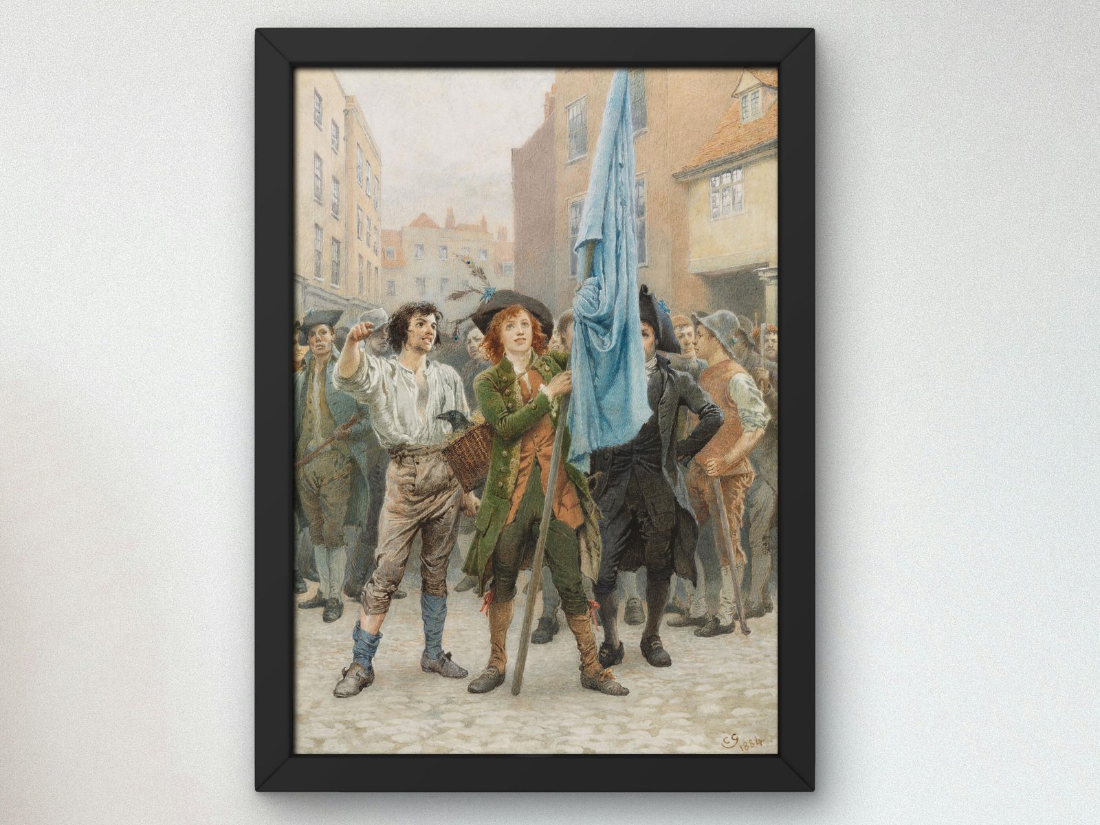 Barnaby Rudge Helping Lead the Gordon Riots by Charles Green, 1884, Dark Academia Art, fine art print