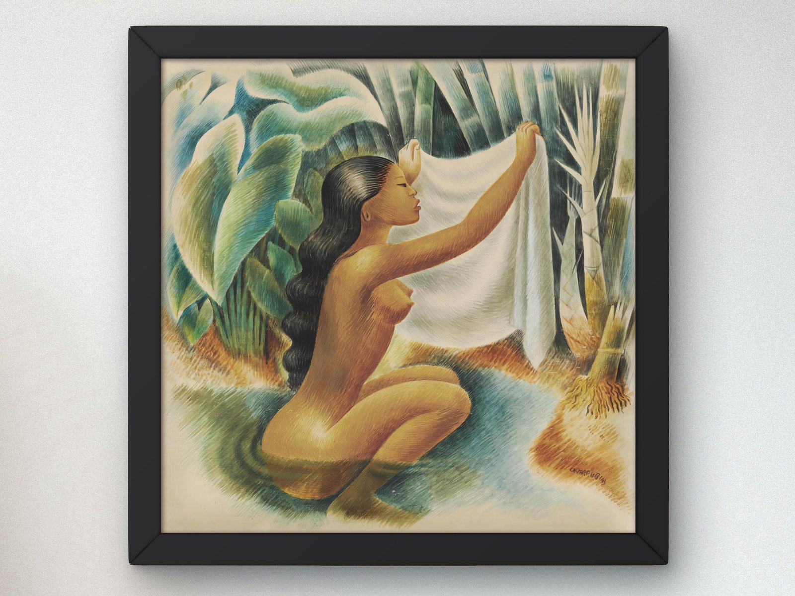 Bather Holding Up Her Kemban by Miguel Covarrubias, 1937, Art Deco and American Modernism, fine art print