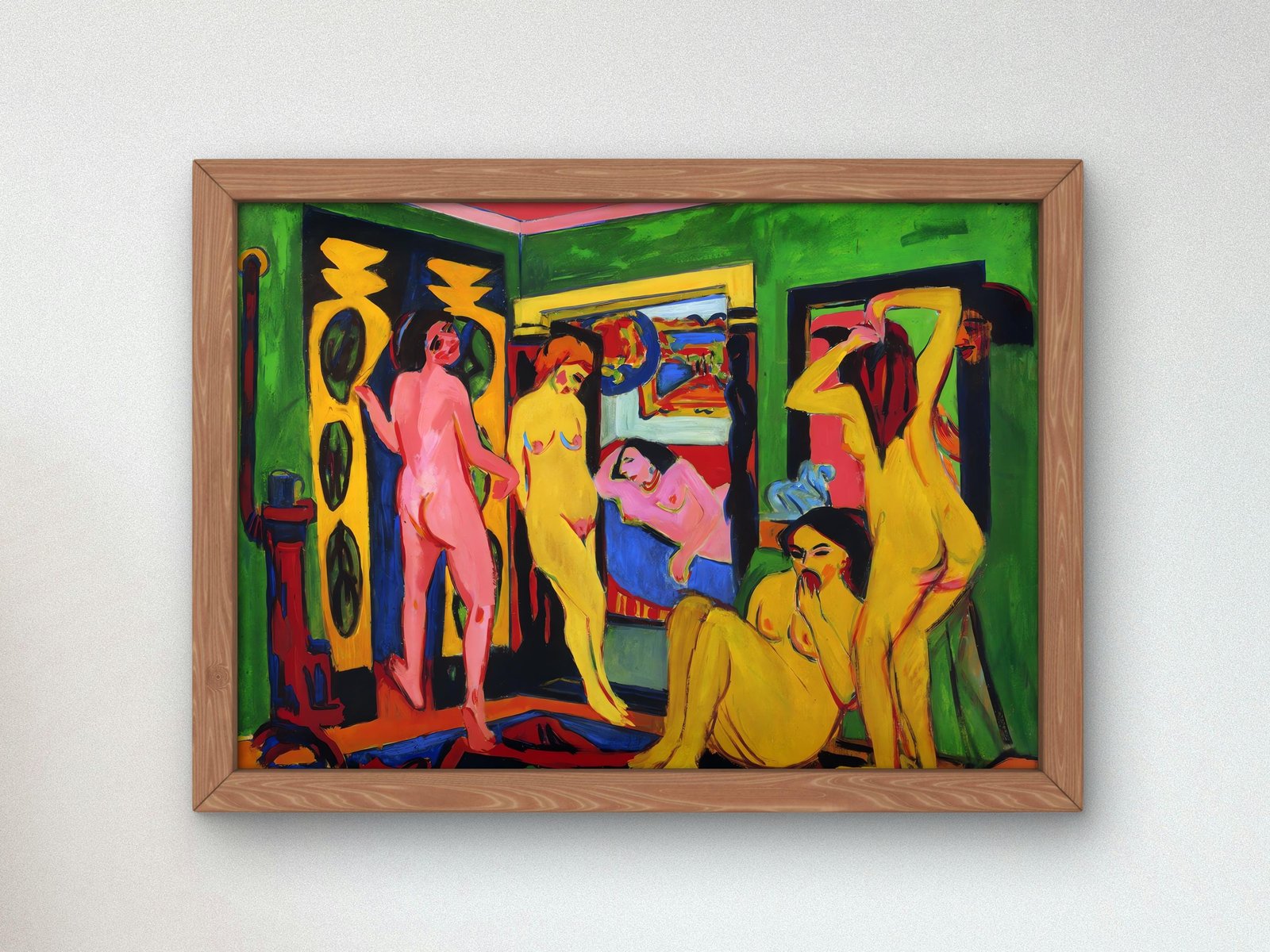 Bathing Women in a Room by Ernst Ludwig Kirchner, 1908, Expressionism and Fauvism, fine art print