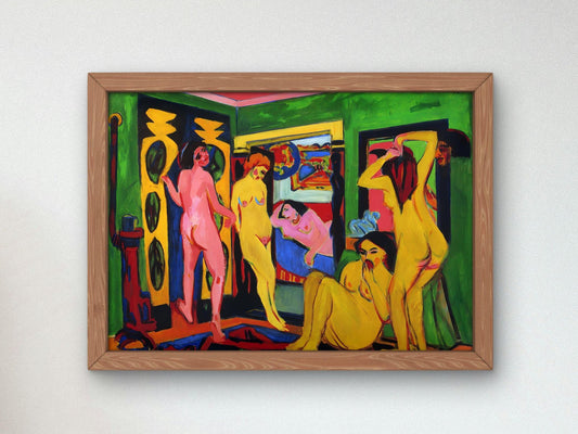 Bathing Women in a Room by Ernst Ludwig Kirchner, 1908, Expressionism and Fauvism, fine art print
