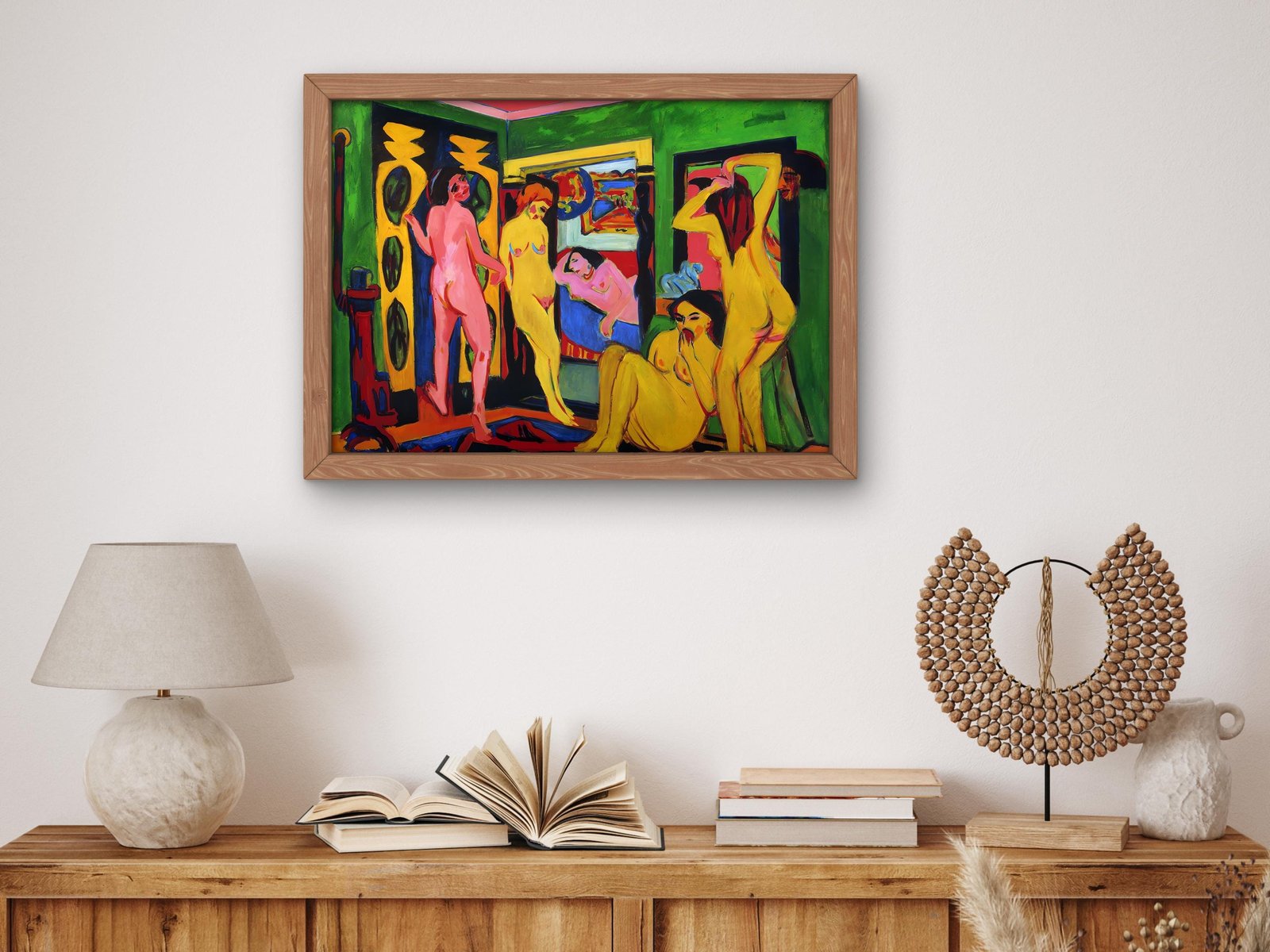 Bathing Women in a Room by Ernst Ludwig Kirchner, 1908, Expressionism and Fauvism, fine art print