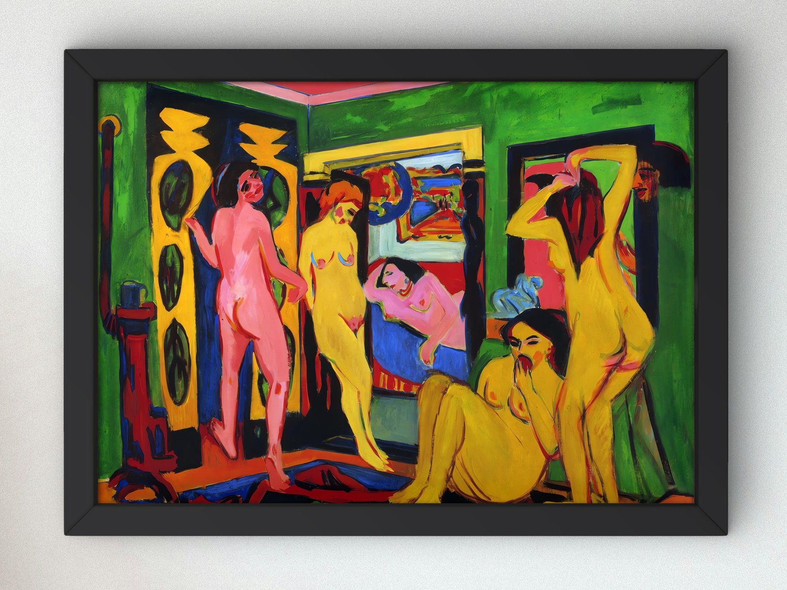 Bathing Women in a Room by Ernst Ludwig Kirchner, 1908, Expressionism and Fauvism, fine art print