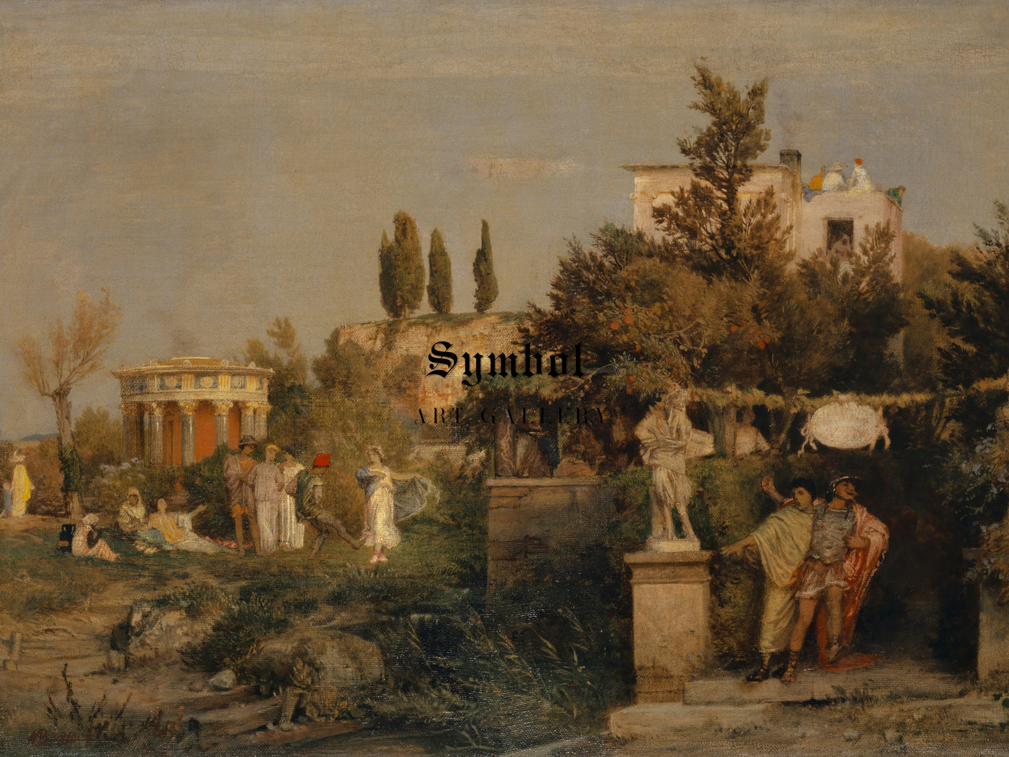 Ancient Roman Tavern by Arnold Böcklin 1866, Wall Art Print, Fine Art Reproduction, Museum Quality Decor, Poster