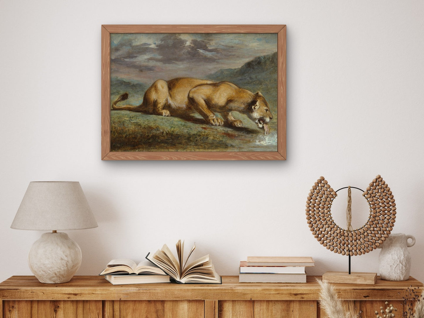 Wounded Lioness by Pierre Andrieu 1840, Wall Art Print, Fine Art Reproduction, Museum Quality Decor, Poster