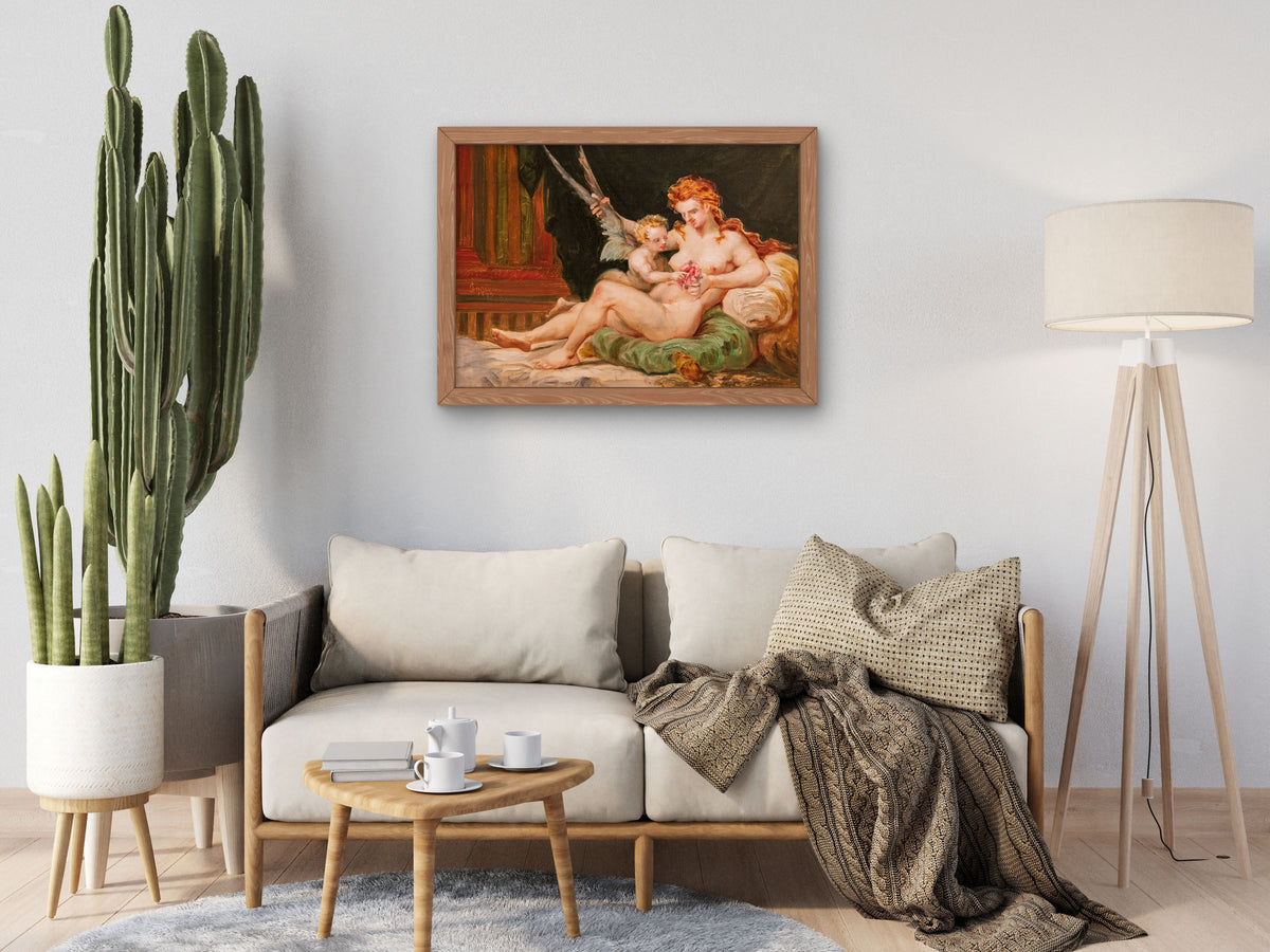 Woman Holding the Wings of Love by Jean Baptiste Cariven 1893, Wall Art Print, Fine Art Reproduction, Museum Quality Decor, Poster