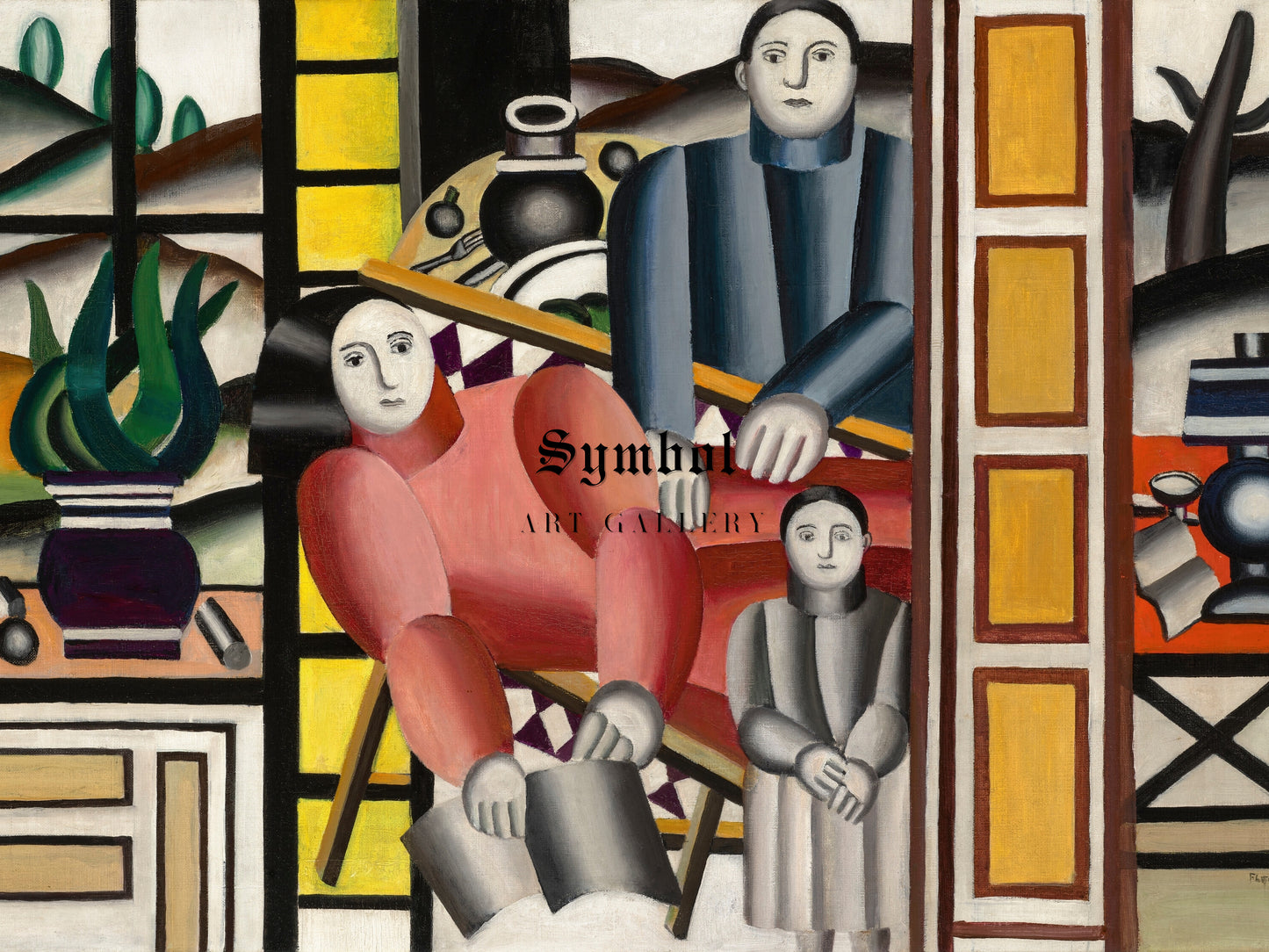 Three Figures in Front of the Garden by Fernand Léger 1922, Wall Art Print, Fine Art Reproduction, Museum Quality Decor, Poster