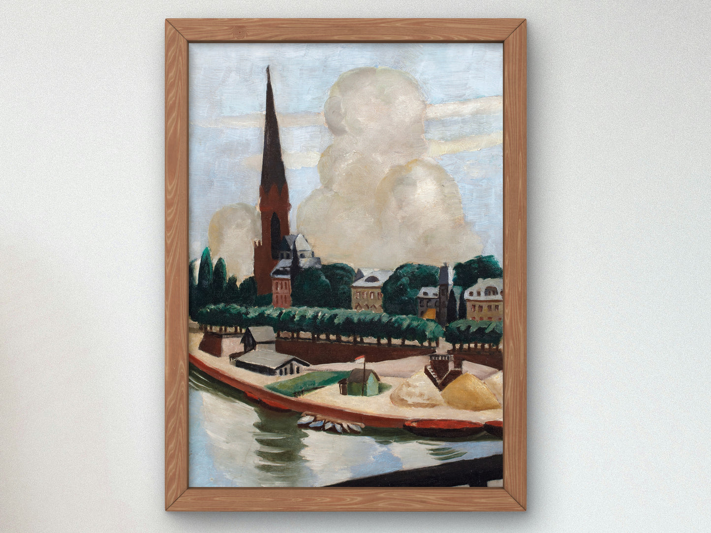 Bank of the Main and Church by Max Beckmann 1925, Wall Art Print, Fine Art Reproduction, Museum Quality Decor, Poster