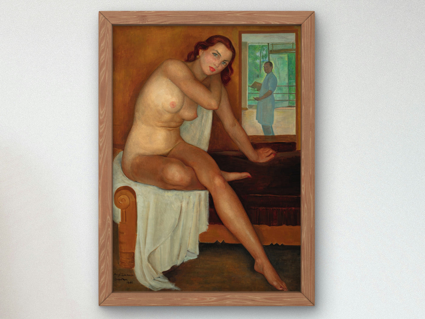 Autorretrato con modelo by Ángel Zárraga 1944, Wall Art Print, Fine Art Reproduction, Museum Quality Decor, Poster