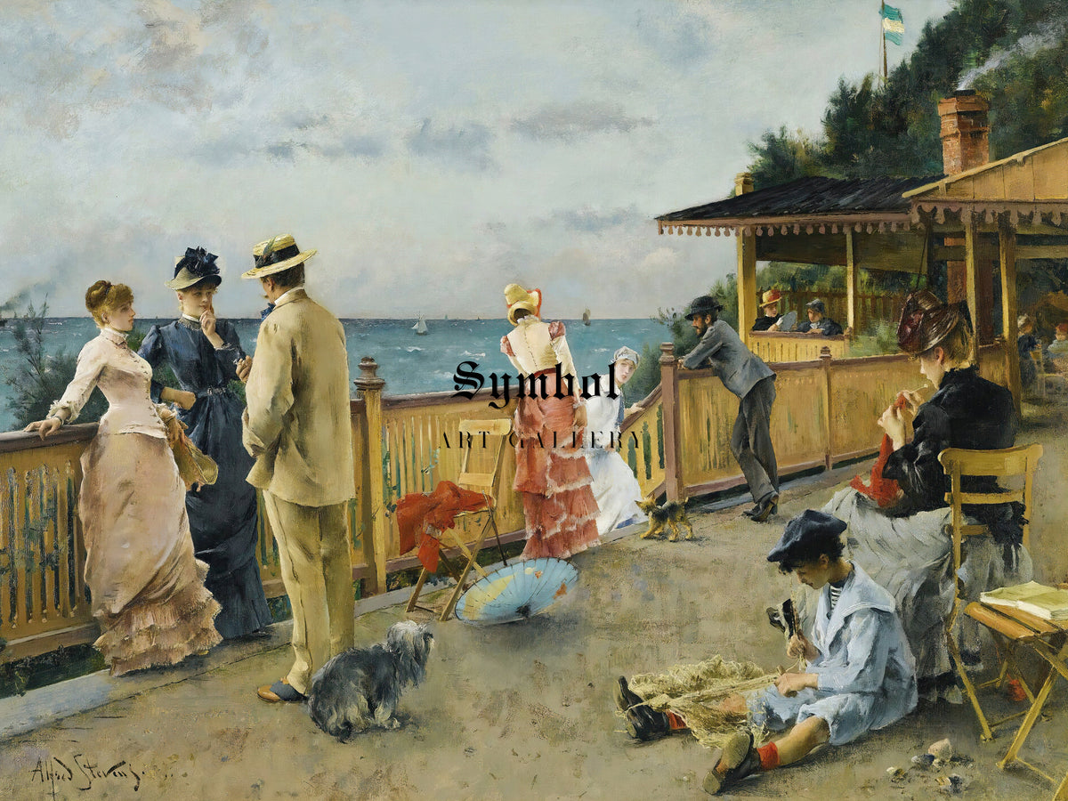 The Villa by the Cliffs at Sainte Adresse by Alfred Stevens 1884, Wall Art Print, Fine Art Reproduction, Museum Quality Decor, Poster