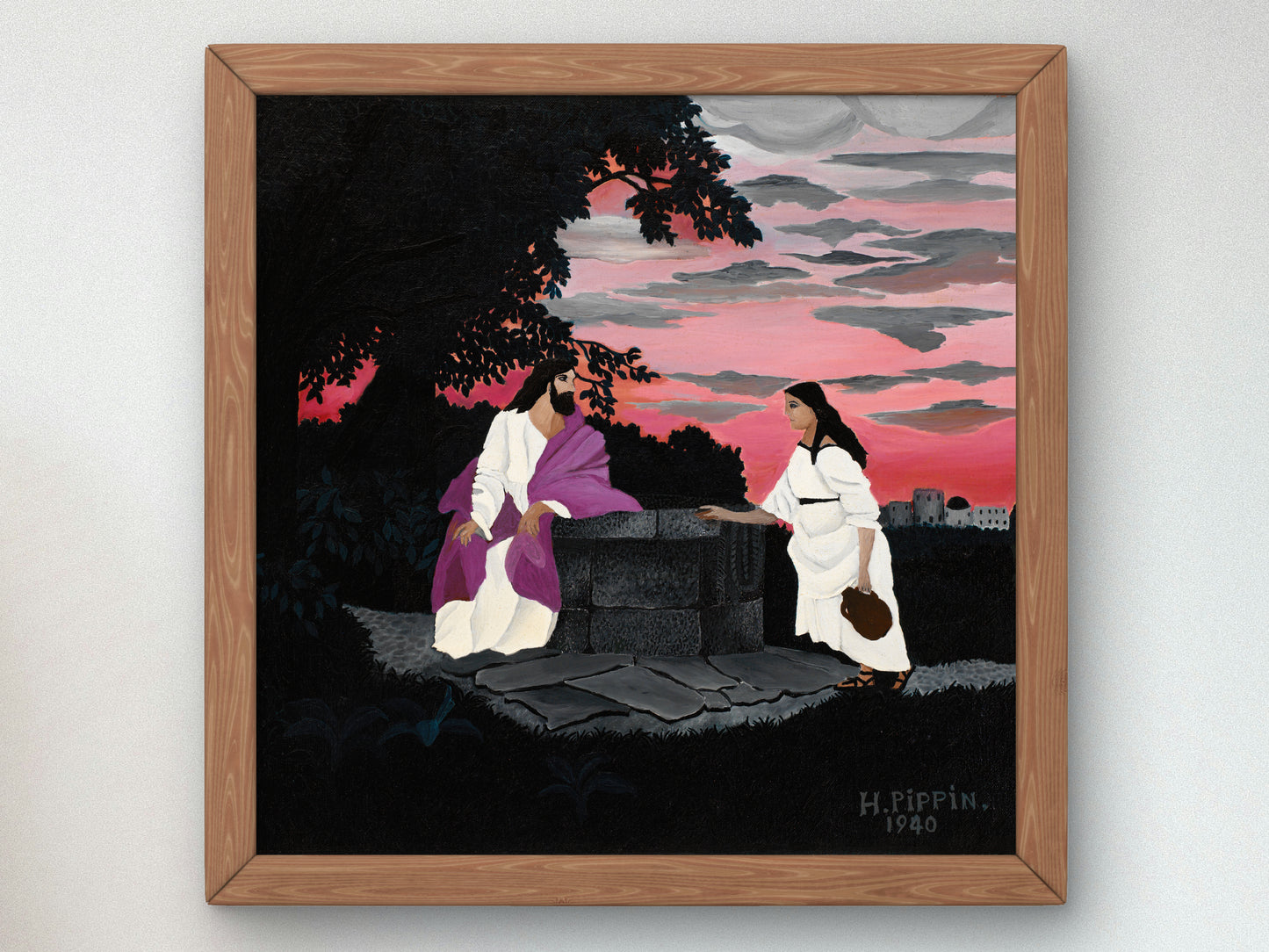 Christ and the Woman of Samaria by Horace Pippin 1940, Wall Art Print, Fine Art Reproduction, Museum Quality Decor, Poster