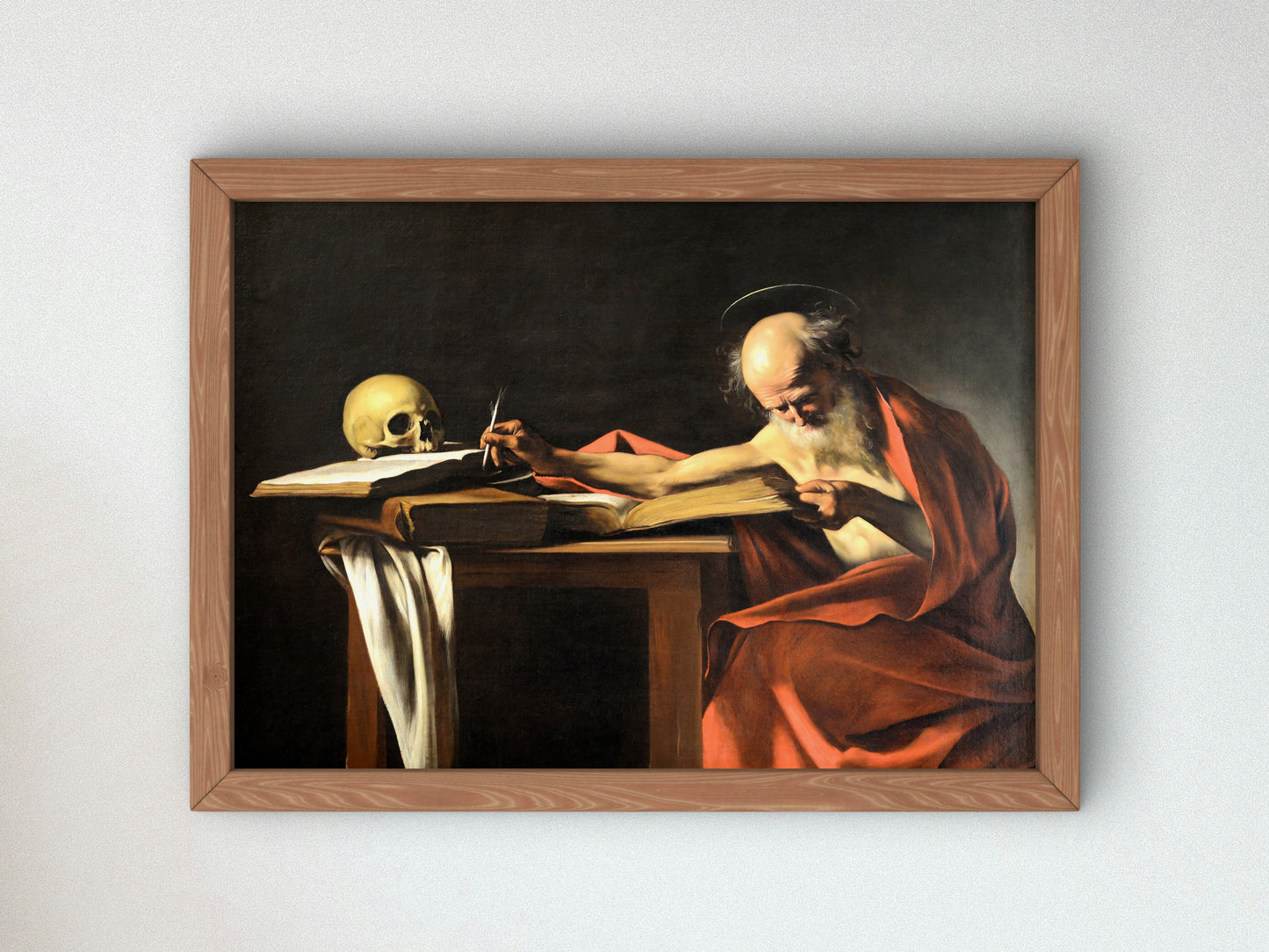Saint Jerome Writing by Caravaggio 1610, Wall Art Print, Fine Art Reproduction, Museum Quality Decor, Poster
