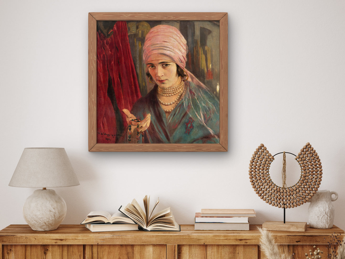 Woman with Corals by Feliks Michał Wygrzywalski 1907, Wall Art Print, Fine Art Reproduction, Museum Quality Decor, Poster
