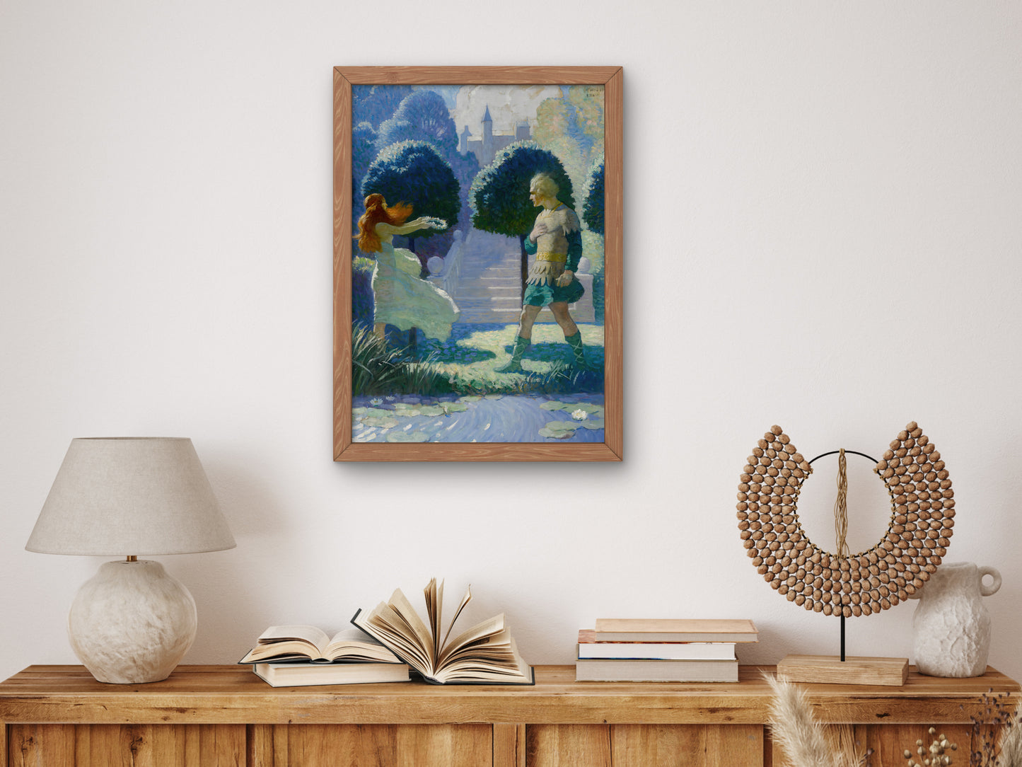 Ogier and Morgana by Newell Convers Wyeth 1924, Wall Art Print, Fine Art Reproduction, Museum Quality Decor, Poster
