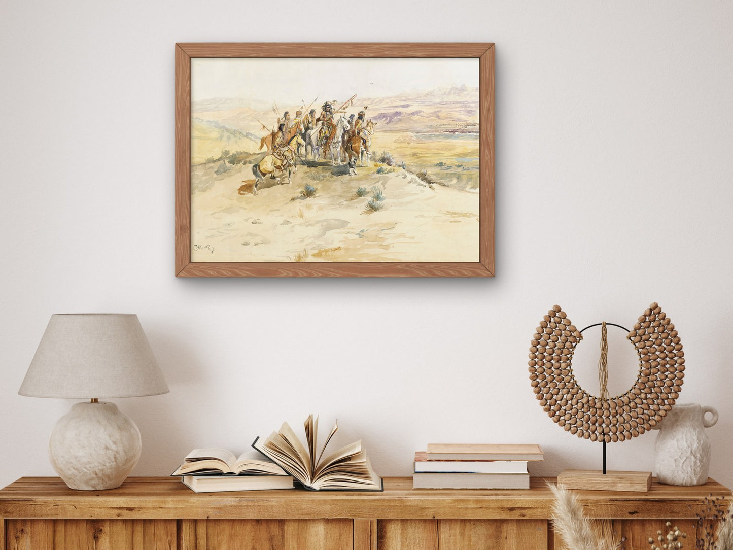 Indian Sighting Buffalo by Charles Marion Russell 1896, Wall Art Print, Fine Art Reproduction, Museum Quality Decor, Poster